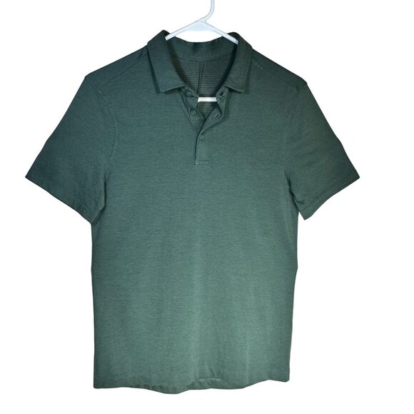 Men's Lululemon Evolution Polo Short Sleeve Shirt Palm Deco Green Small - Picture 1 of 7